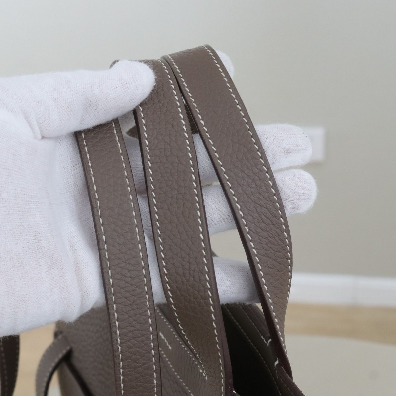 Hermes愛馬仕 Halzan 31 大象灰金扣 tc拼s皮D刻 手提包肩背包-7