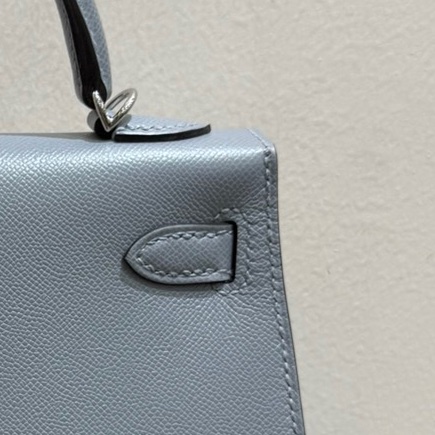 愛馬仕 Hermes mini Kelly二代 銀扣 madame皮 藍灰色調P0 木偶灰 手袋 斜挎包-6