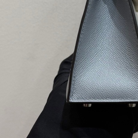 愛馬仕 Hermes mini Kelly二代 銀扣 madame皮 藍灰色調P0 木偶灰 手袋 斜挎包-7