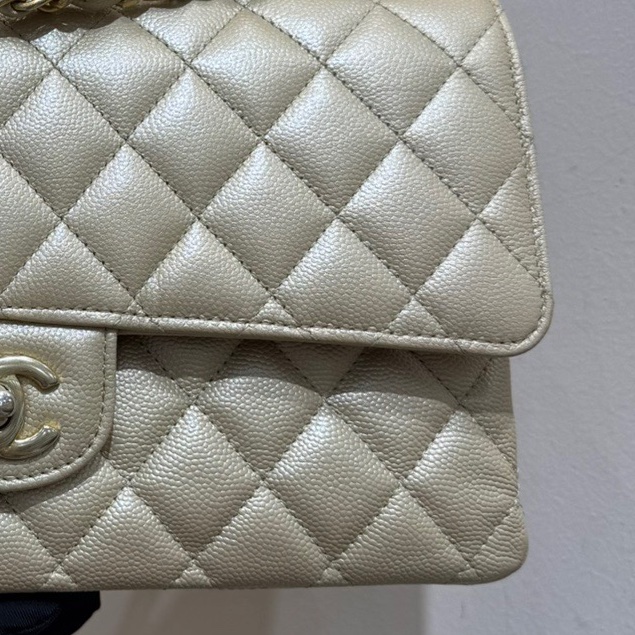 香奈兒 Chanel 經典菱格紋cf 奶茶色 米色淺金扣 斜挎包 單肩包-6