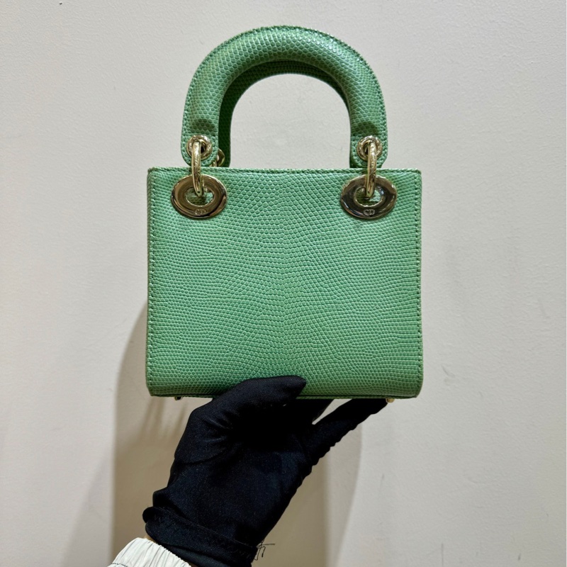 Dior 迪奧 牛油果綠金扣蜥蜴皮Lady Dior戴妃包 經典三格設計  手袋 斜挎包-2