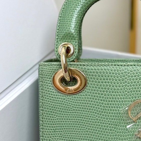 Dior 迪奧 牛油果綠金扣蜥蜴皮Lady Dior戴妃包 經典三格設計  手袋 斜挎包-6