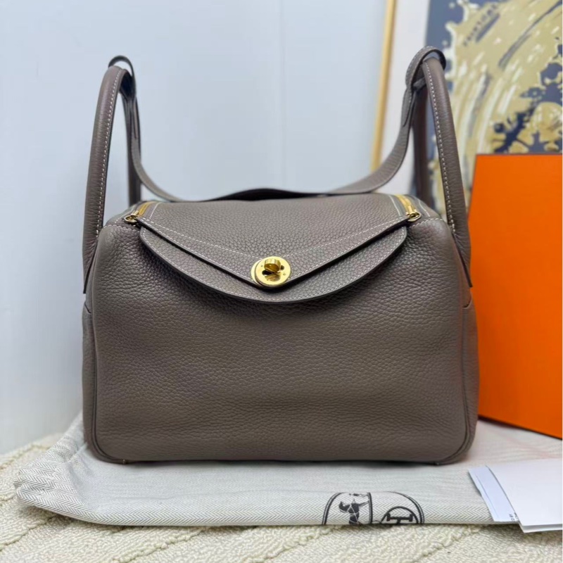 愛馬仕 Hermes lindy30 大象灰金扣手袋 斜挎包-0