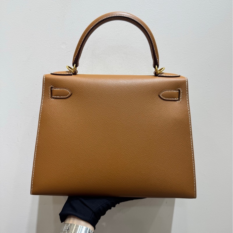 愛馬仕 Hermes kelly28 棕色金扣手袋 斜挎包-3