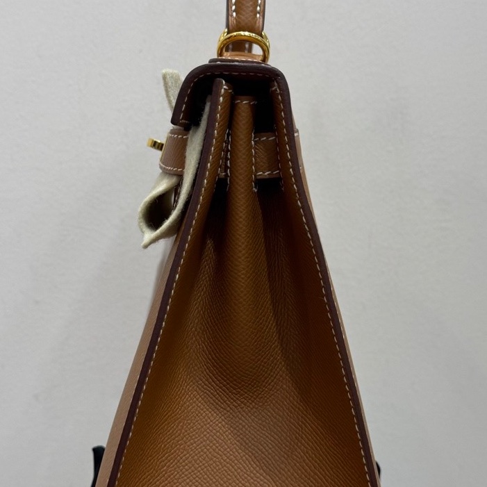 愛馬仕 Hermes kelly28 棕色金扣手袋 斜挎包-8