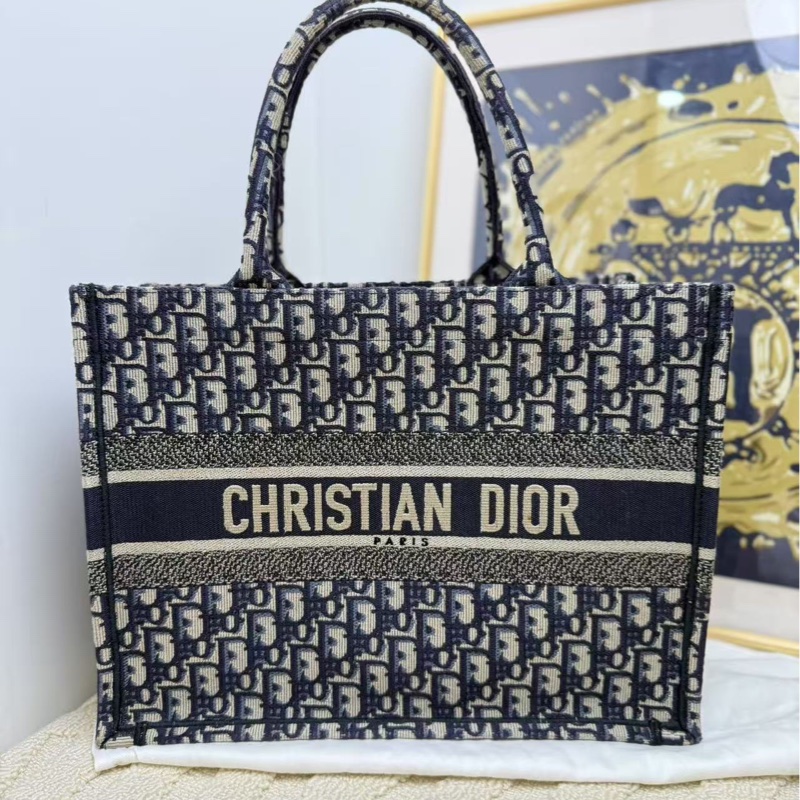迪奧 Dior 老花oblique牛仔book tote托特 手提包 購物袋 中號-0