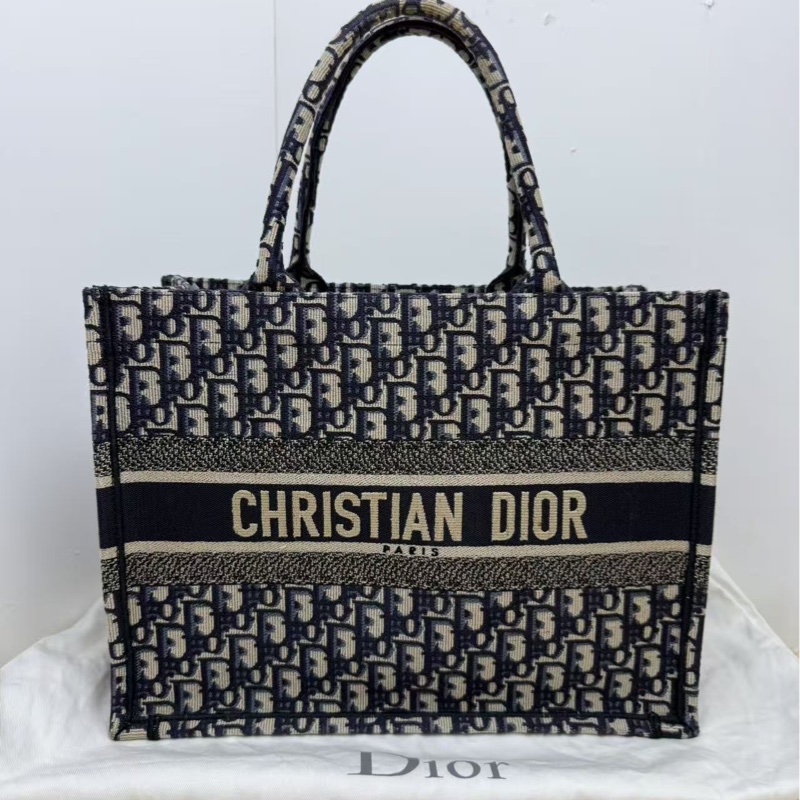 迪奧 Dior 老花oblique牛仔book tote托特 手提包 購物袋 中號-2