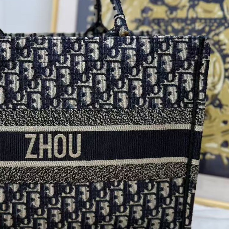 迪奧 Dior 老花oblique牛仔book tote托特 手提包 購物袋 中號-4