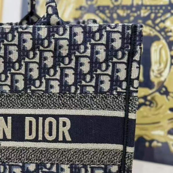 迪奧 Dior 老花oblique牛仔book tote托特 手提包 購物袋 中號-5