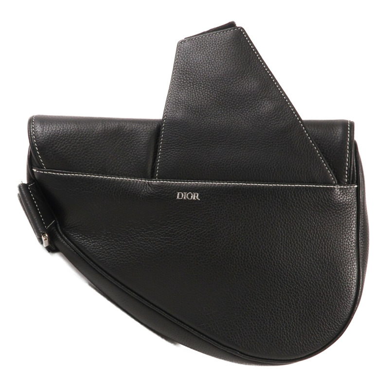 Dior 牛皮皮革Saddle Bag銀扣肩背袋-1