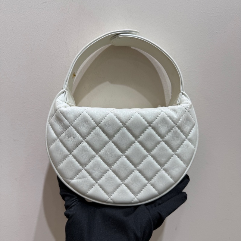 Chanel 香奈兒 24A白金鍊條雙C呼啦圈手柄包 手袋-3