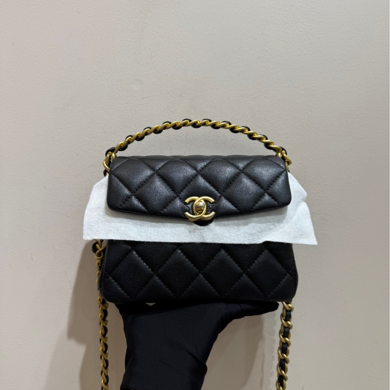 Chanel香奈兒 24s 31 Rue cambon 黑金 豆腐包 斜挎包手袋-1