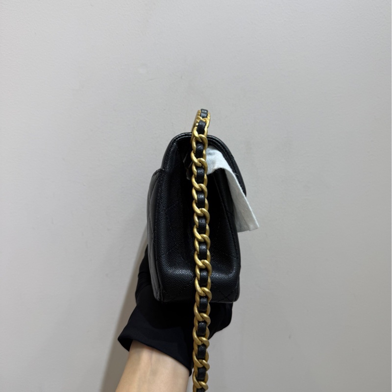 Chanel香奈兒 24s 31 Rue cambon 黑金 豆腐包 斜挎包手袋-3