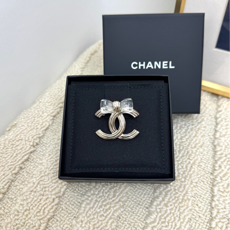 Chanel 香奈兒 25P透明蝴蝶結雙C胸針brooch-0