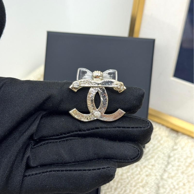 Chanel 香奈兒 25P透明蝴蝶結雙C胸針brooch-2