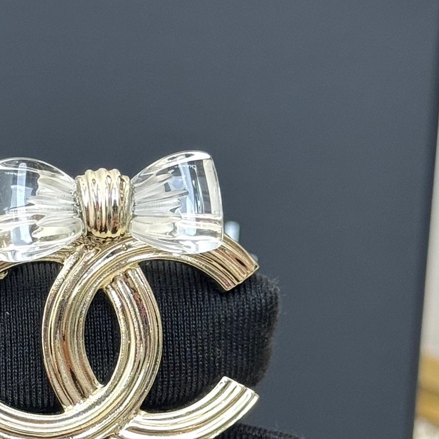 Chanel 香奈兒 25P透明蝴蝶結雙C胸針brooch-4