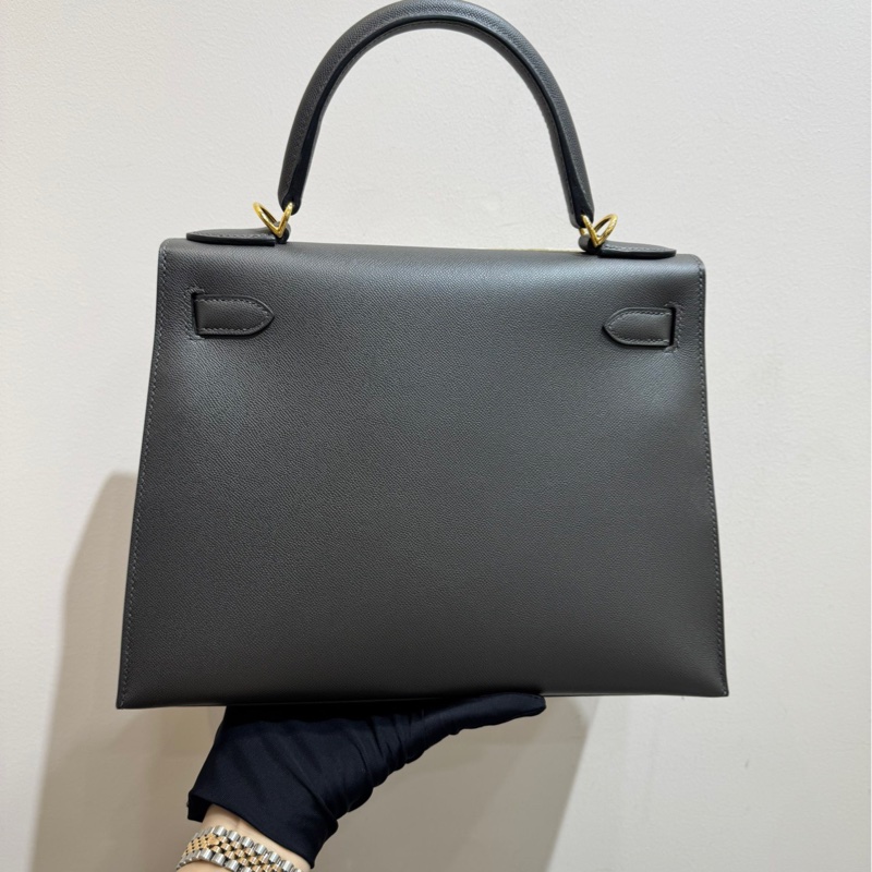 愛馬仕 Hermes kelly28 石墨灰金扣手袋 斜挎包 單肩包-3