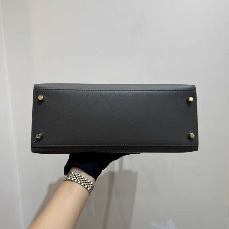 愛馬仕 Hermes kelly28 石墨灰金扣手袋 斜挎包 單肩包-6