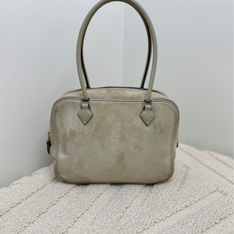 Hermes 愛馬仕 mini plume小羽毛麂皮灰拼皮手袋-1