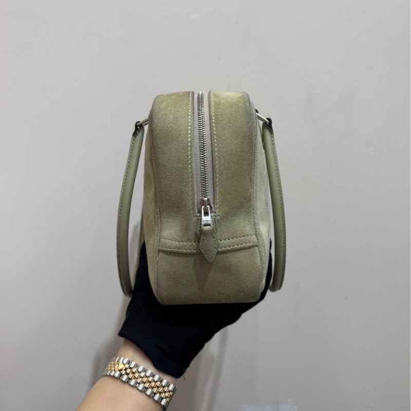 Hermes 愛馬仕 mini plume小羽毛麂皮灰拼皮手袋-5