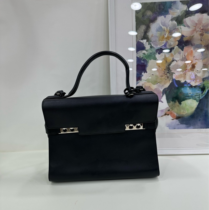 DELVAUX德爾沃Tempete黑銀手提單肩斜背包 尺寸:27.5*10*21-2