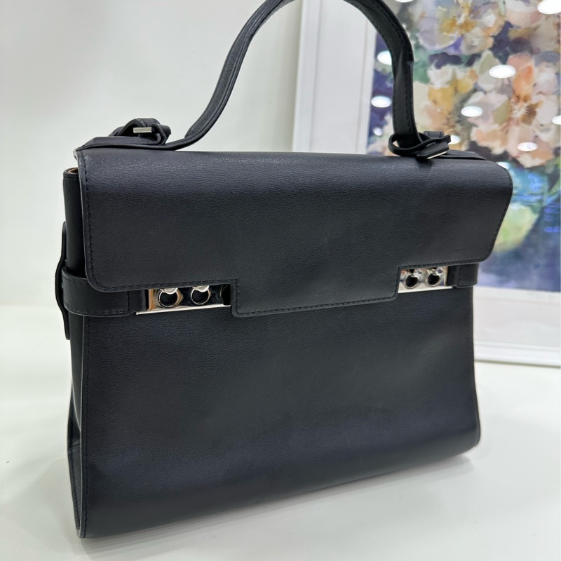 DELVAUX德爾沃Tempete黑銀手提單肩斜背包 尺寸:27.5*10*21-4