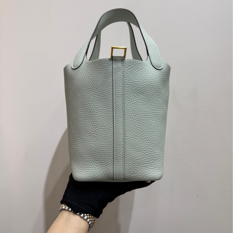 愛馬仕Hermes  picotin18 菜籃子 冰晶灰金扣手袋-0