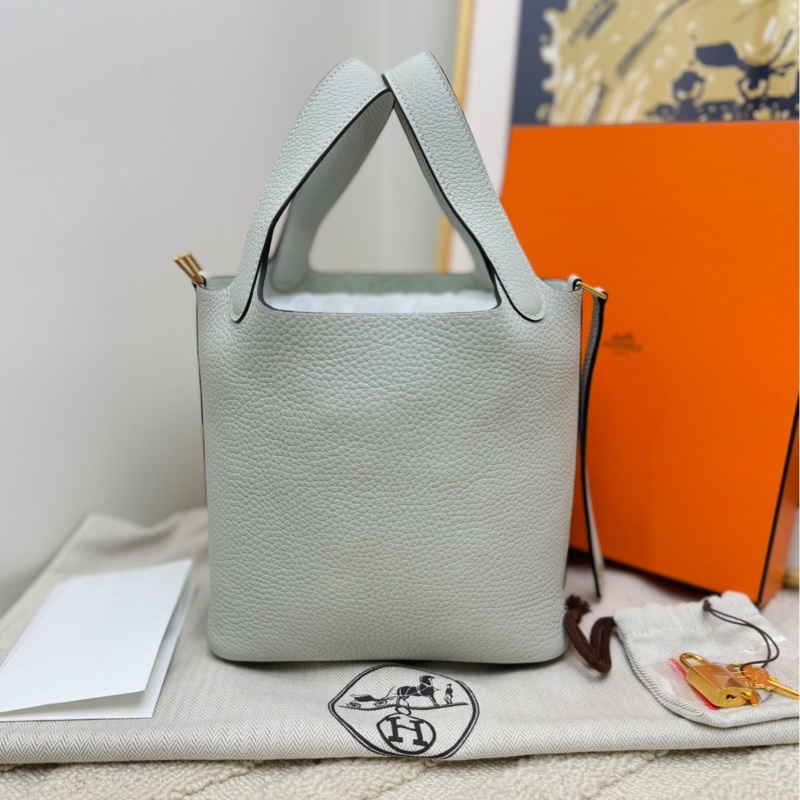 愛馬仕Hermes  picotin18 菜籃子 冰晶灰金扣手袋-1
