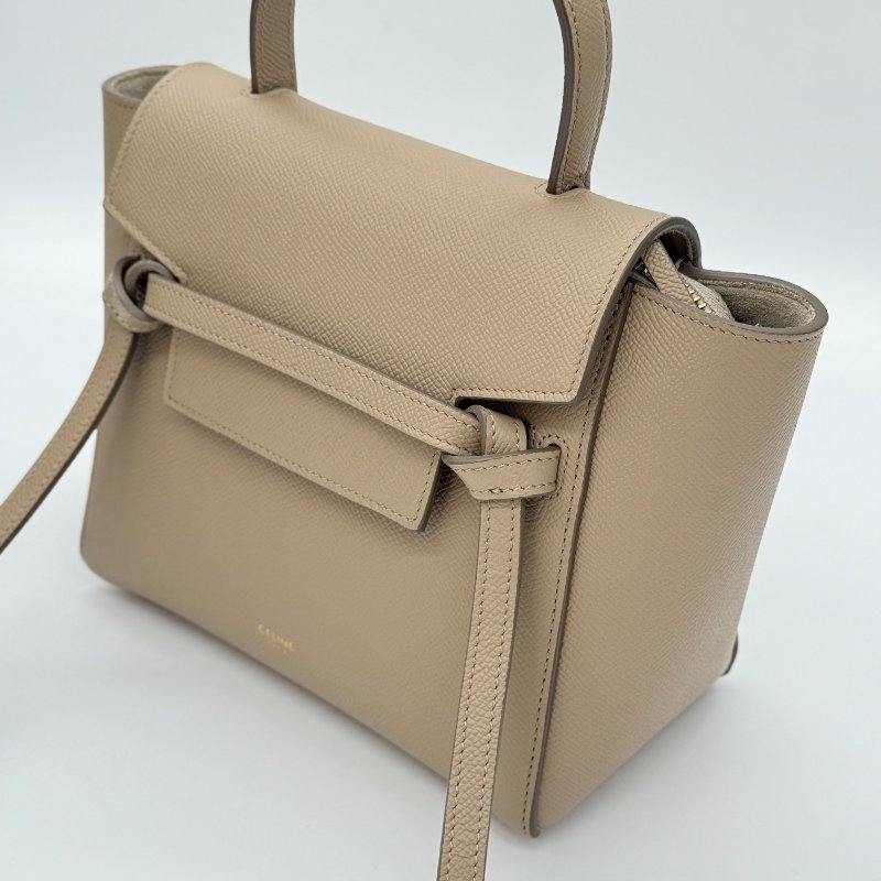 CELINE 思琳 奶茶色 駝色 小牛皮 BELT NANO 手袋 鯰魚包 防塵袋-6