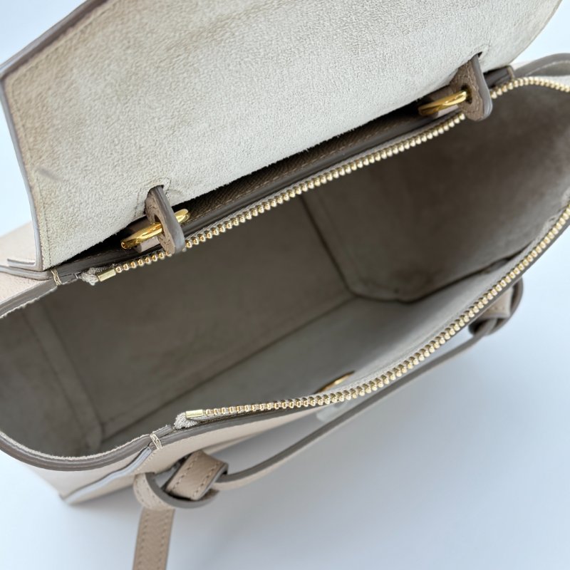 CELINE 思琳 奶茶色 駝色 小牛皮 BELT NANO 手袋 鯰魚包 防塵袋-10