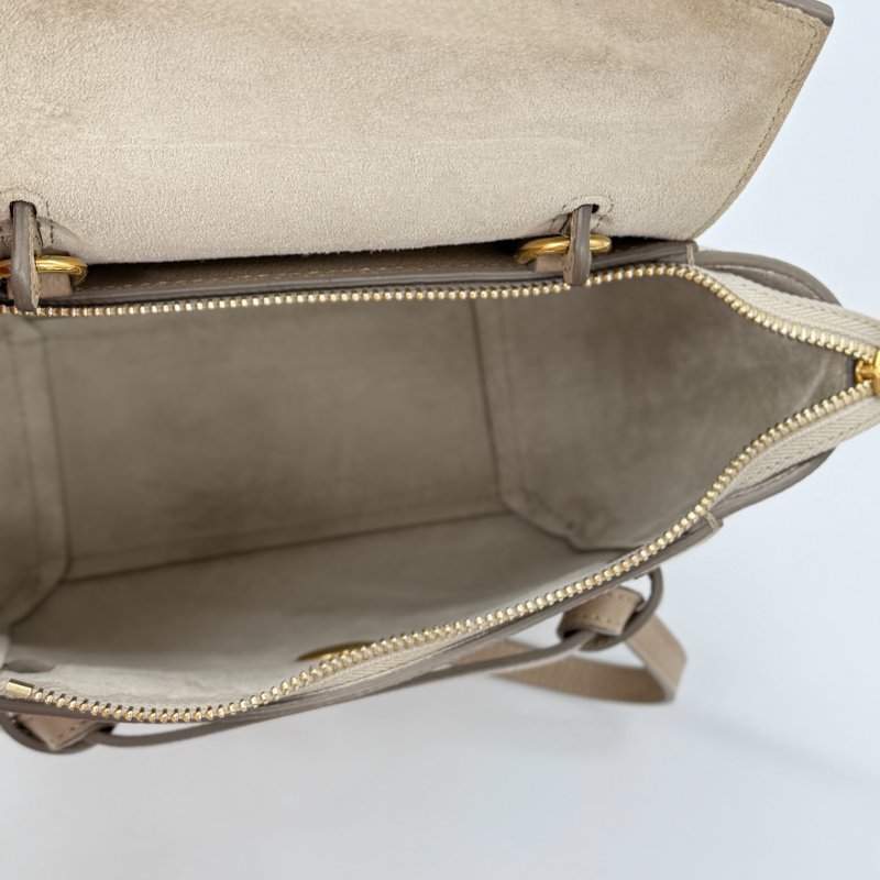 CELINE 思琳 奶茶色 駝色 小牛皮 BELT NANO 手袋 鯰魚包 防塵袋-11