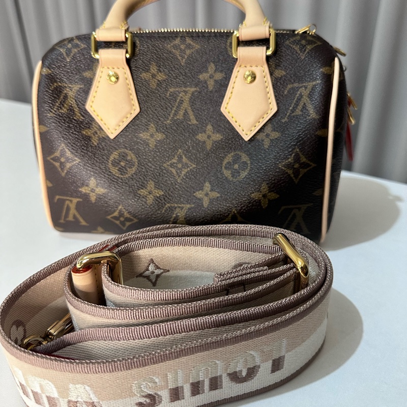 (限時降價)LV 老花粉肩帶 Speedy20波士頓包 手提單肩斜挎包-0