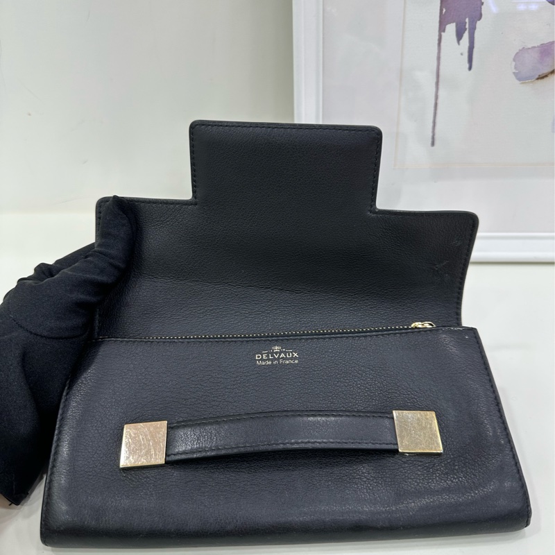 Delvaux德爾沃 mademe 黑色長版錢包 尺寸19×10cm-6