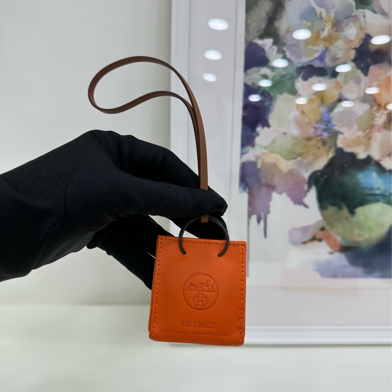 HERMES 愛馬仕 小福袋吊飾 包掛 D刻 閒置-1