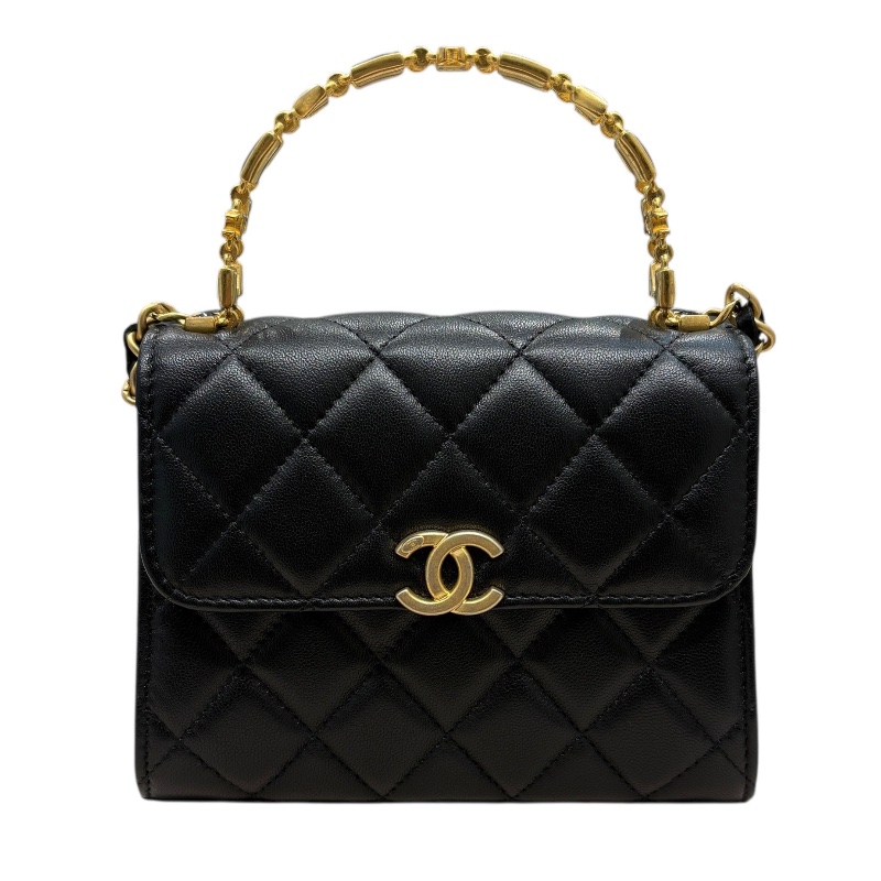 CHANEL 香奈兒 珐瑯手提/肩背包 皮革 黑色 金釦-1