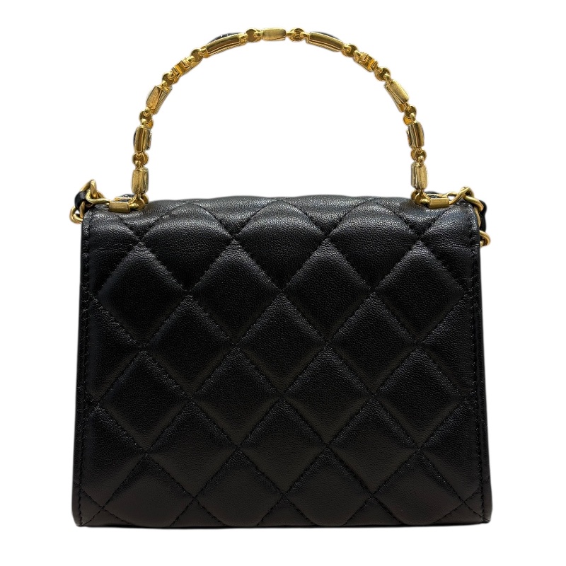 CHANEL 香奈兒 珐瑯手提/肩背包 皮革 黑色 金釦-2