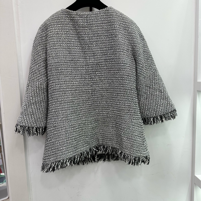 Chanel 香奈兒瀑布系列灰色粗花流蘇外套19b 40碼-1