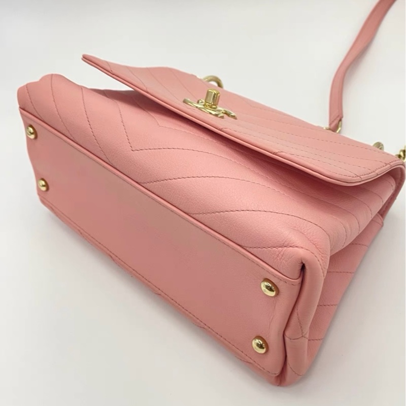 CHANEL 香奈兒 手提包 櫻花粉色 牛皮 尺寸25*17 27開-3