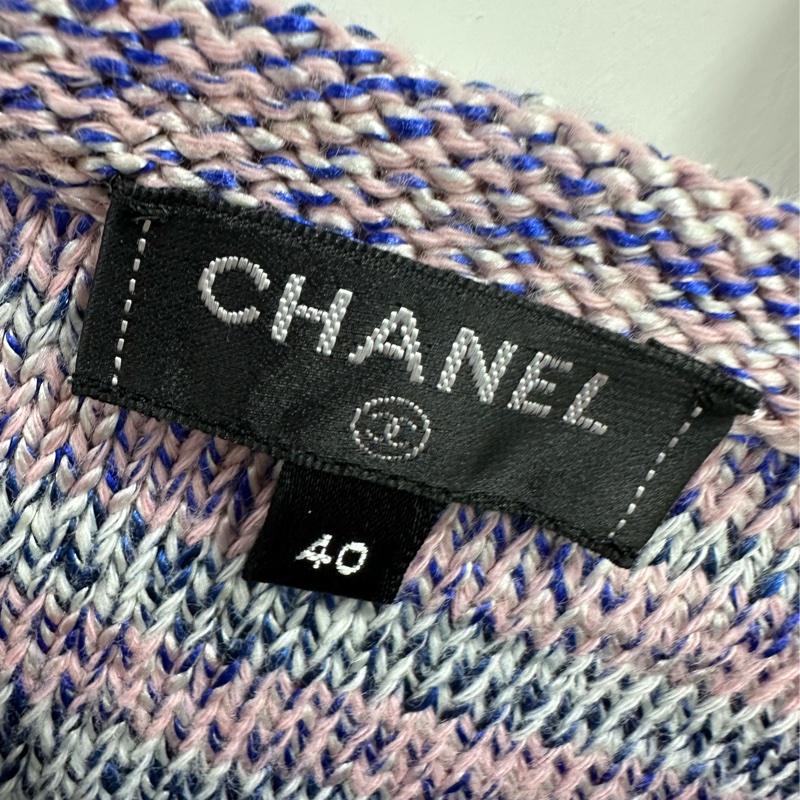 Chanel香奈兒粉紅條紋針織上衣 40碼-2