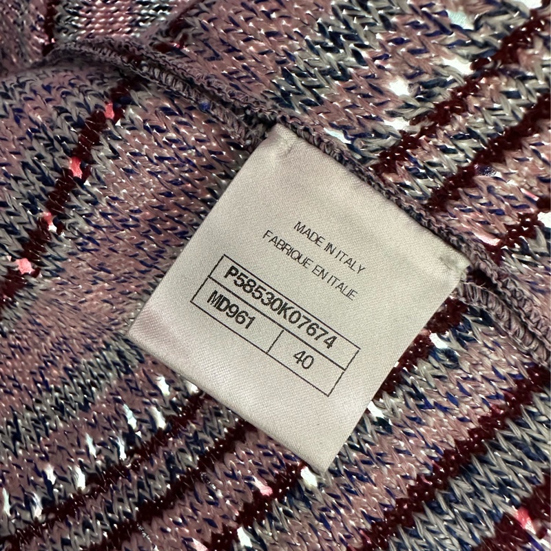 Chanel香奈兒粉紅條紋針織上衣 40碼-3