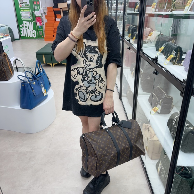 閑置品🌟LV KeepAll 45 老花拼黑色 手提單肩斜肩包-1