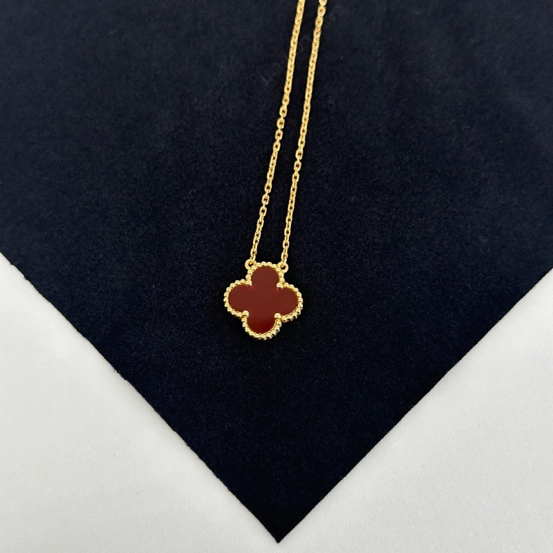 梵克雅寶VCA Vintage Alhambra吊墜 紅色紅玉髓中號項鍊 2022-1