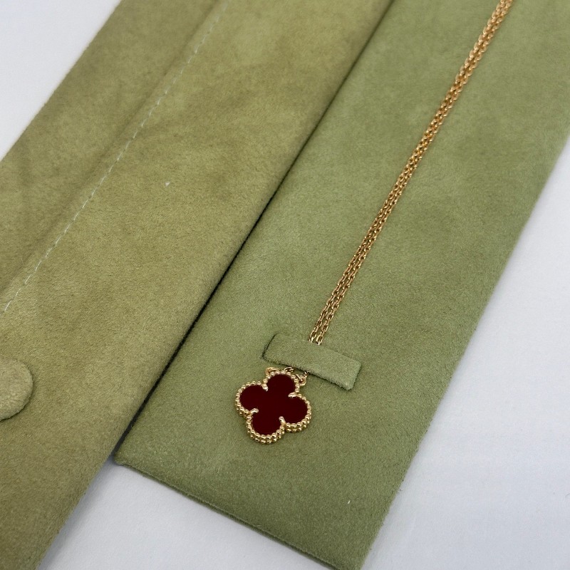 梵克雅寶VCA Vintage Alhambra吊墜 紅色紅玉髓中號項鍊 2022-3