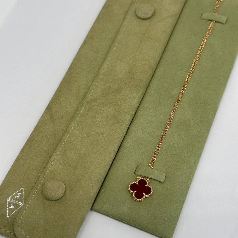 梵克雅寶VCA Vintage Alhambra吊墜 紅色紅玉髓中號項鍊 2022-4