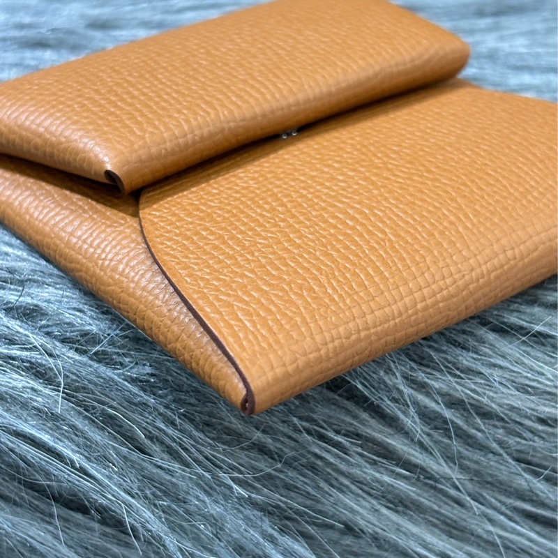HERMES BASTIA EPSOM 焦糖色 麥穗金 大地色 牛皮 方型錢包 零錢包 硬幣包 零錢袋-4