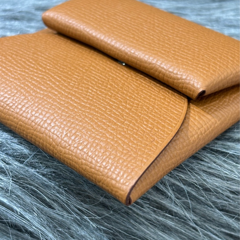 HERMES BASTIA EPSOM 焦糖色 麥穗金 大地色 牛皮 方型錢包 零錢包 硬幣包 零錢袋-5