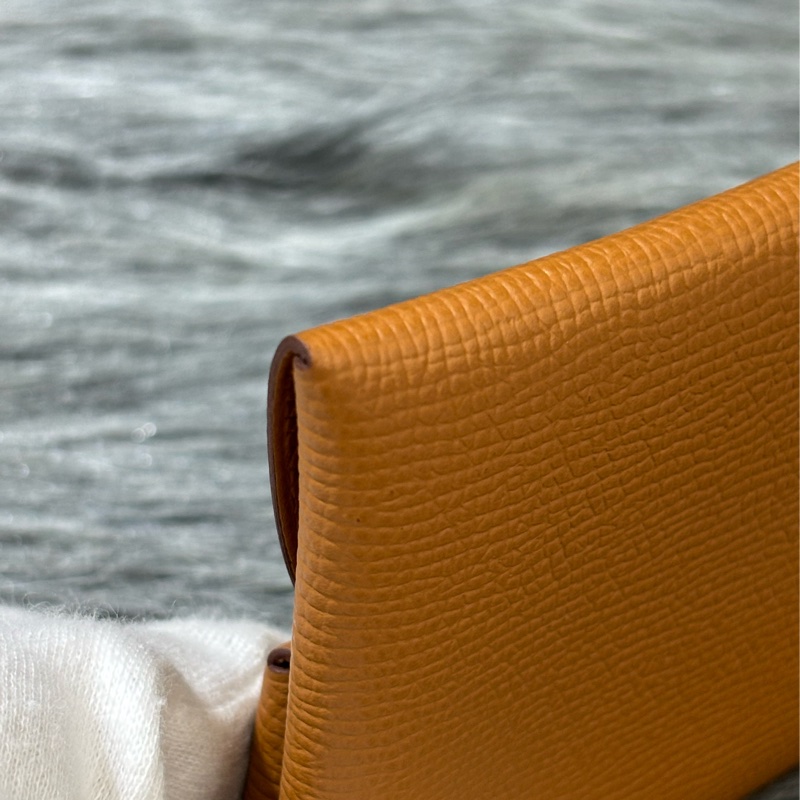 HERMES BASTIA EPSOM 焦糖色 麥穗金 大地色 牛皮 方型錢包 零錢包 硬幣包 零錢袋-6