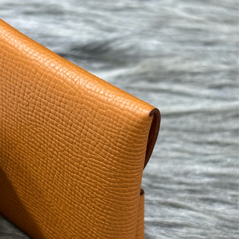 HERMES BASTIA EPSOM 焦糖色 麥穗金 大地色 牛皮 方型錢包 零錢包 硬幣包 零錢袋-7