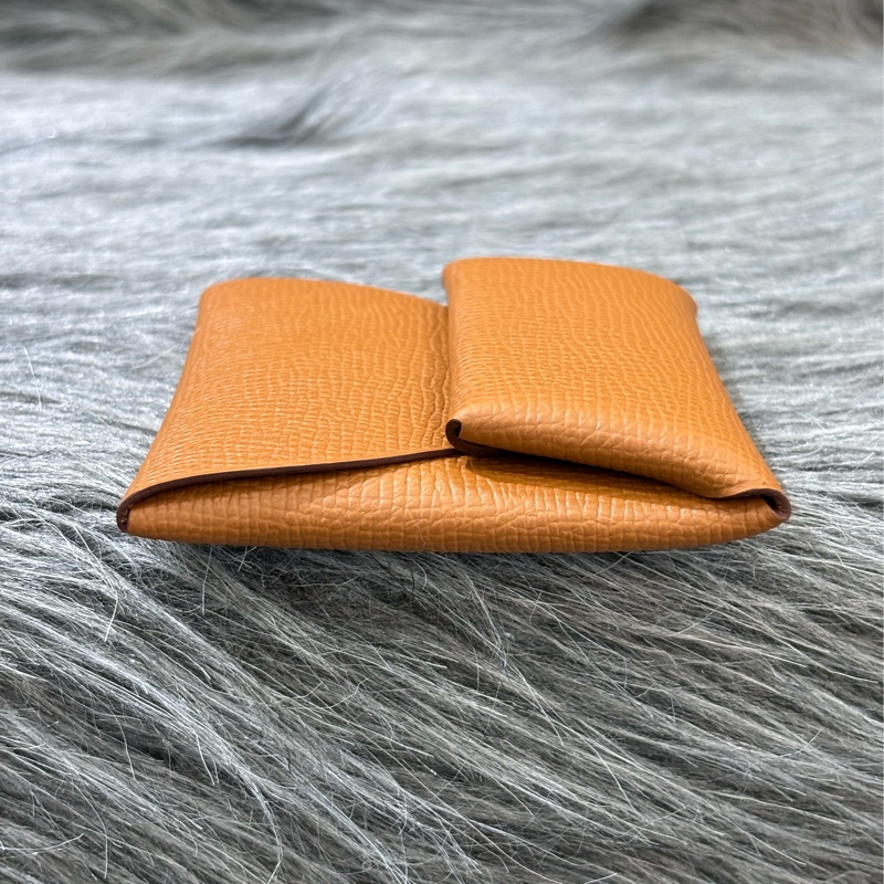 HERMES BASTIA EPSOM 焦糖色 麥穗金 大地色 牛皮 方型錢包 零錢包 硬幣包 零錢袋-8