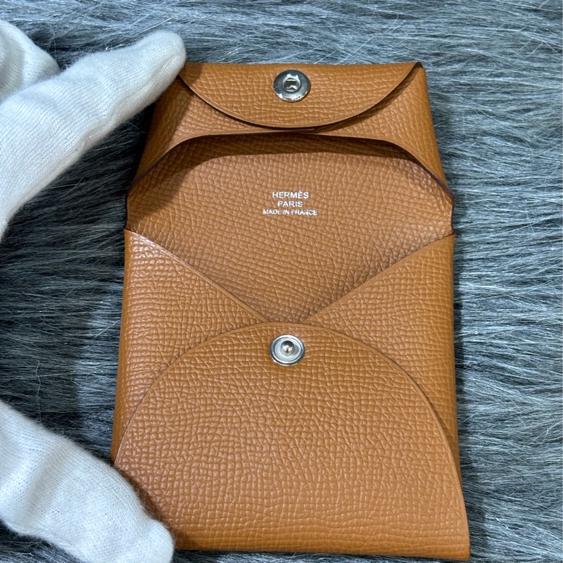 HERMES BASTIA EPSOM 焦糖色 麥穗金 大地色 牛皮 方型錢包 零錢包 硬幣包 零錢袋-10